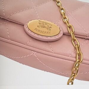 Burberry Pink Quilted Leather Chain Shoulder Bag, NWT, double strap w quilting